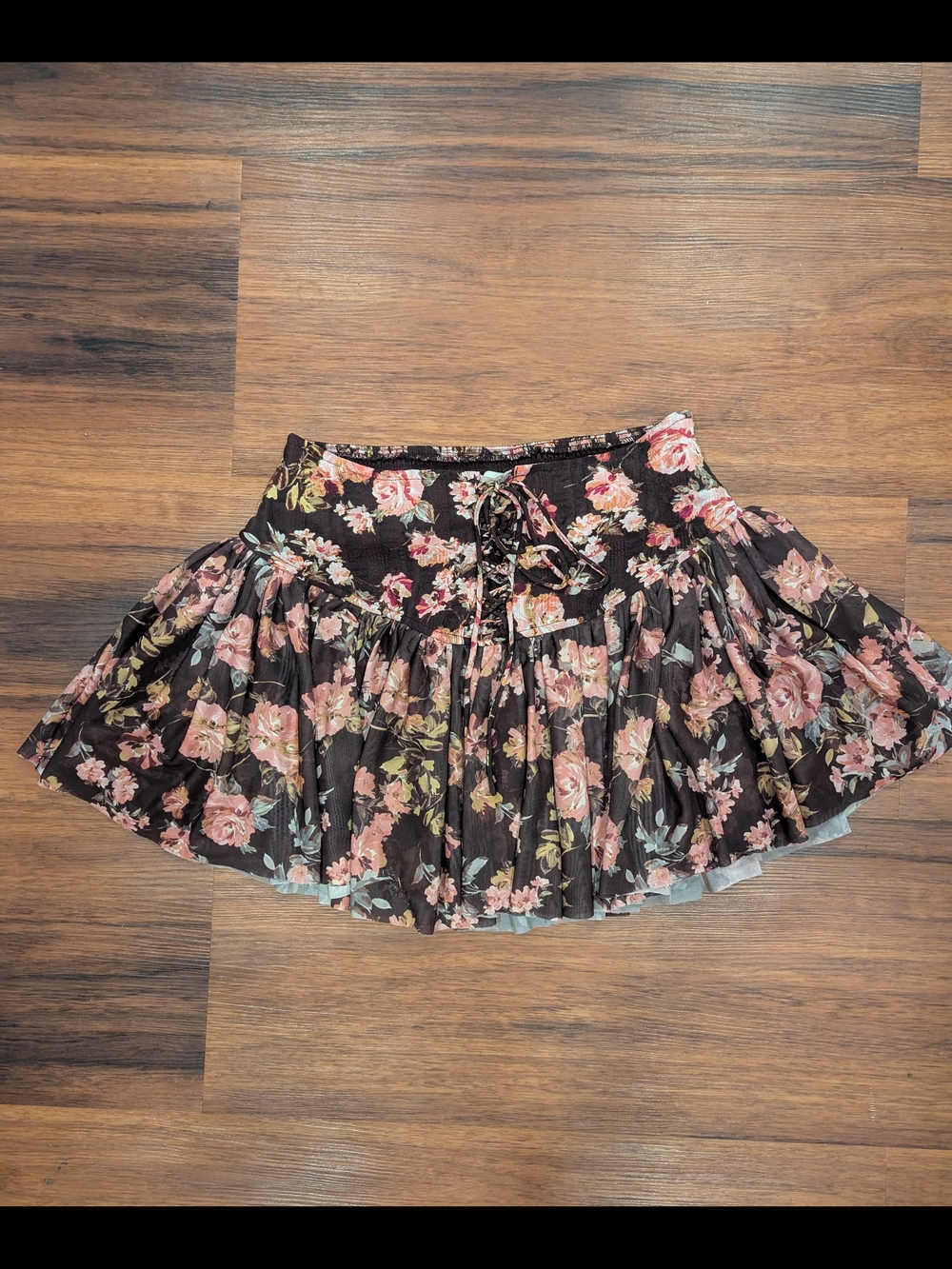 Francesca's Brown Floral Lace Up  Skort